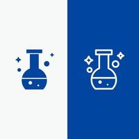 buis fles laboratorium test lijn en glyph solide icoon blauw banier lijn en glyph solide icoon blauw banier vector