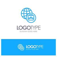 Internationale bedrijf blauw schets logo met plaats voor slogan vector