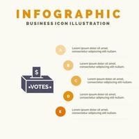 steekpenning corruptie verkiezing invloed geld solide icoon infographics 5 stappen presentatie achtergrond vector