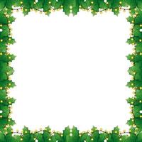 frame van bladeren decoratieven met lichten kerst vector