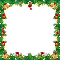 frame van bladeren decoratieven met lichten kerst en decoraties vector