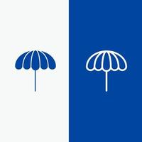 strand paraplu weer nat lijn en glyph solide icoon blauw banier lijn en glyph solide icoon blauw banier vector