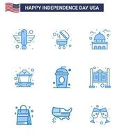blauw pak van 9 Verenigde Staten van Amerika onafhankelijkheid dag symbolen van cole het spoor gebouw de mijne wit bewerkbare Verenigde Staten van Amerika dag vector ontwerp elementen
