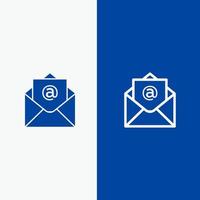 e-mail mail Open lijn en glyph solide icoon blauw banier lijn en glyph solide icoon blauw banier vector