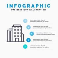 gebouw kantoor Amerikaans lijn icoon met 5 stappen presentatie infographics achtergrond vector
