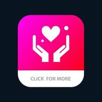 hand- hart liefde motivatie mobiel app knop android en iOS glyph versie vector