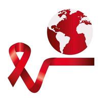 aids dag bewustzijn lint met planeet aarde vector