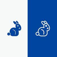 konijn Pasen konijn lijn en glyph solide icoon blauw banier lijn en glyph solide icoon blauw banier vector