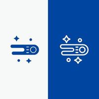 astronomie komeet ruimte lijn en glyph solide icoon blauw banier lijn en glyph solide icoon blauw banier vector