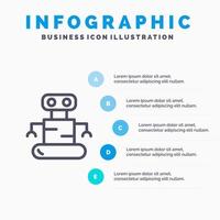 exoskelet robot ruimte lijn icoon met 5 stappen presentatie infographics achtergrond vector