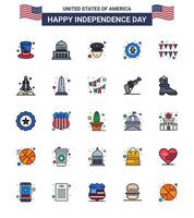 4e juli Verenigde Staten van Amerika gelukkig onafhankelijkheid dag icoon symbolen groep van 25 modern vlak gevulde lijnen van slinger insigne Mens adelaar vogel bewerkbare Verenigde Staten van Amerika dag vector ontwerp elementen