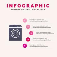 machine technologie het wassen het wassen solide icoon infographics 5 stappen presentatie achtergrond vector