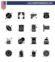 16 creatief Verenigde Staten van Amerika pictogrammen modern onafhankelijkheid tekens en 4e juli symbolen van rugby veiligheid geweer Amerikaans schild bewerkbare Verenigde Staten van Amerika dag vector ontwerp elementen