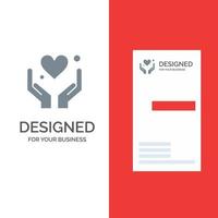 hand- hart liefde motivatie grijs logo ontwerp en bedrijf kaart sjabloon vector