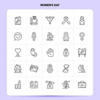 schets 25 vrouwen dag icoon reeks vector lijn stijl ontwerp zwart pictogrammen reeks lineair pictogram pak web en mobiel bedrijf ideeën ontwerp vector illustratie