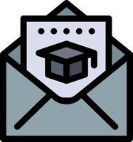 pet onderwijs diploma uitreiking mail vlak kleur icoon vector icoon banier sjabloon