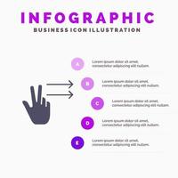 vingers gebaar Rechtsaf solide icoon infographics 5 stappen presentatie achtergrond vector