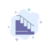 bouw naar beneden huis trap blauw icoon Aan abstract wolk achtergrond vector