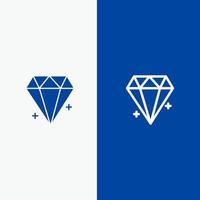 diamant ecommerce sieraden juweel lijn en glyph solide icoon blauw banier vector