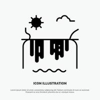 bergen rivier- zon Canada solide glyph icoon vector