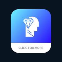 geest perfectie diamant hoofd mobiel app knop android en iOS glyph versie vector