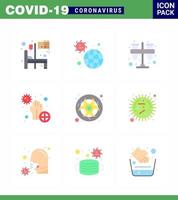 coronavirus voorzorgsmaatregel tips icoon voor gezondheidszorg richtlijnen presentatie 9 vlak kleur icoon pak zo net zo handen vuil virus covid practicum virale coronavirus 2019november ziekte vector ontwerp elementen