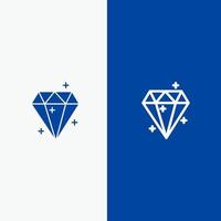 diamant kristal succes prijs lijn en glyph solide icoon blauw banier lijn en glyph solide icoon blauw banier vector