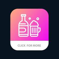 fles bier kop Canada mobiel app knop android en iOS lijn versie vector
