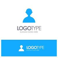 avatar gebruiker eenvoudig blauw solide logo met plaats voor slogan vector