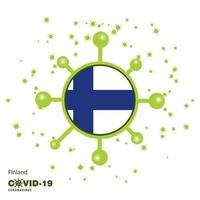 Finland coronavius vlag bewustzijn achtergrond blijven huis blijven gezond nemen zorg van uw eigen Gezondheid bidden voor land vector