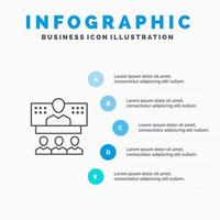 conferentie bedrijf telefoontje verbinding internet online lijn icoon met 5 stappen presentatie infographics achtergrond vector
