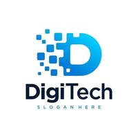 digitaal technologie pixel eerste brief d logo ontwerp sjabloon vector