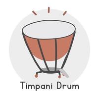 pauken clip art tekenfilm stijl. gemakkelijk schattig bruin pauken percussie musical instrument vlak vector illustratie. percussie instrument pauken hand- getrokken tekening stijl. pauken vector ontwerp