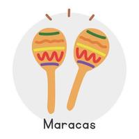 kleurrijk maracas clip art tekenfilm stijl. gemakkelijk schattig houten maracas percussie musical instrument vlak vector illustratie. percussie instrument maracas hand- getrokken tekening stijl. maracas vector ontwerp