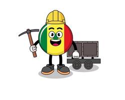 mascotte illustratie van Senegal vlag mijnwerker vector