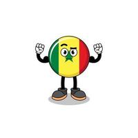 mascotte tekenfilm van Senegal vlag poseren met spier vector