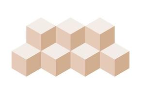 blok symbool. beige 3d kubus set. blockchain technologie. vector vlak icoon