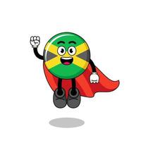 Jamaica vlag tekenfilm met vliegend superheld vector