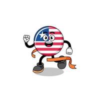 mascotte tekenfilm van Liberia vlag rennen Aan af hebben lijn vector