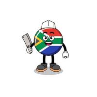 mascotte van zuiden Afrika vlag net zo een slager vector