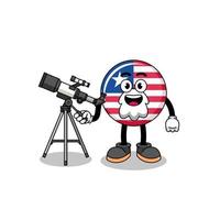 illustratie van Liberia vlag mascotte net zo een astronoom vector