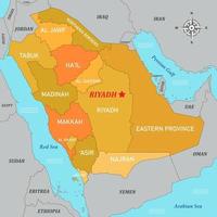 saudi Arabië kaart met detail land naam vector