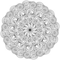 meditatief mandala in de vorm van een symmetrisch bloem, kleur bladzijde met spiraal krullen vector