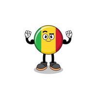 mascotte tekenfilm van Mali vlag poseren met spier vector