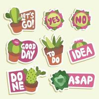 cactus vetplanten logboek stickers vector