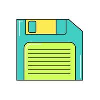 floppy diskette retro 90s stijl. kleurrijk vector sticker geïsoleerd Aan wit achtergrond.