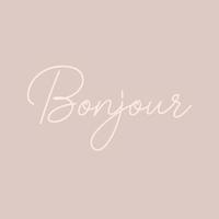 bonjour - hand- getrokken schoonschrift en belettering inscriptie. vector