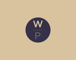 wp brief modern elegant logo ontwerp vector afbeeldingen