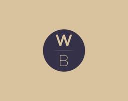 wb brief modern elegant logo ontwerp vector afbeeldingen