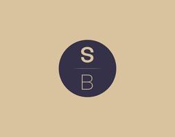 sb brief modern elegant logo ontwerp vector afbeeldingen